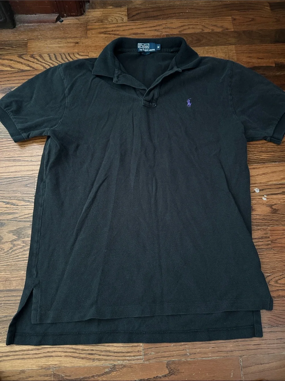 Ralph Lauren Black Polo with Purple Pony Embroidery